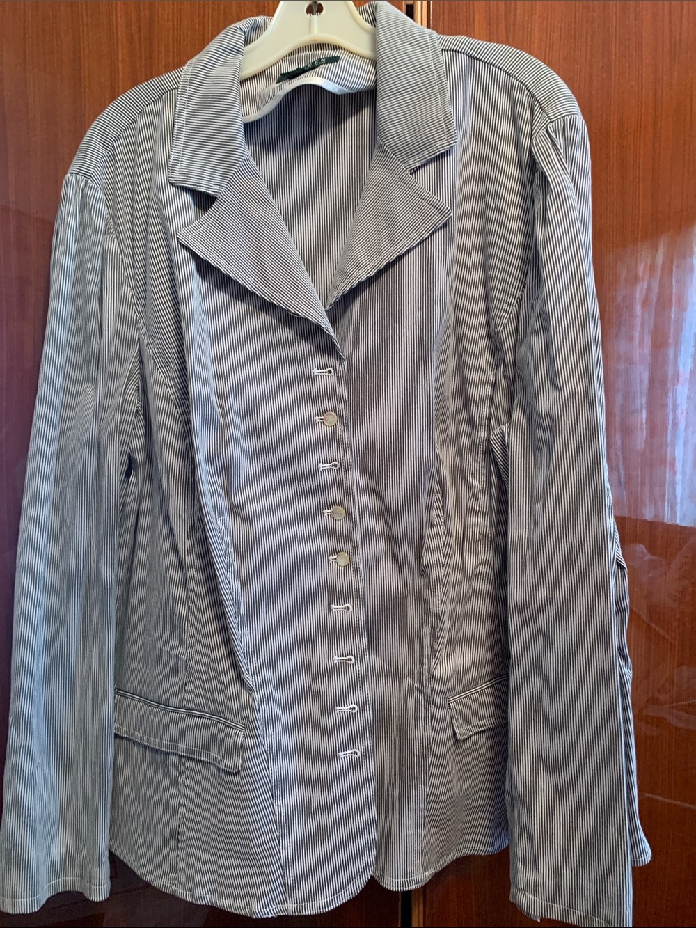 Lauren Ralph Lauren Blue and White Pinstripe Blazer